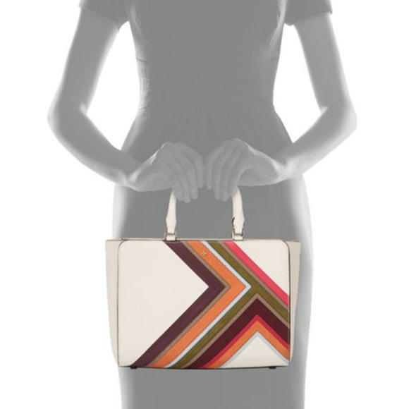 Tory Burch Robinson Multi-Stripe Small Zip Tote Bag, Ivory - Picture 10 of 10